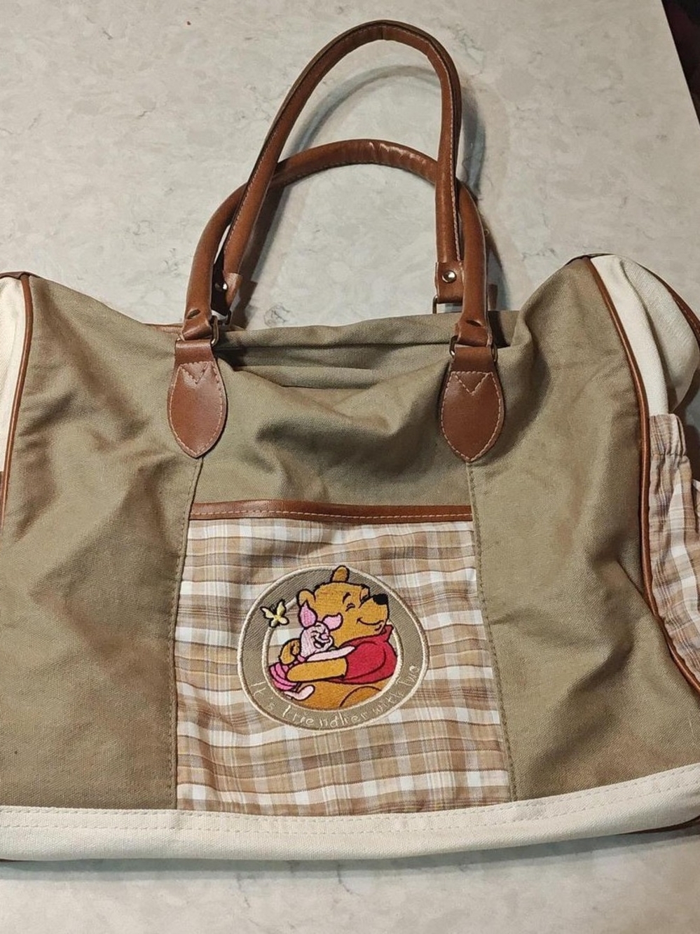 Vtg Winnie The Pooh Diaper Bag 90s Y2K Piglet Pooh Eeyore Disney Cotton Baby